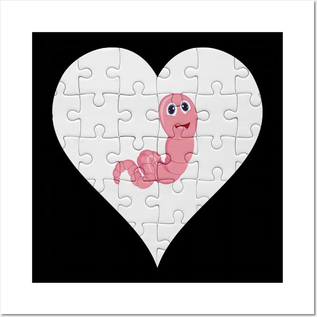 Jigsaw  Worm Heart Design - Insects Worm Wall Art by giftideas